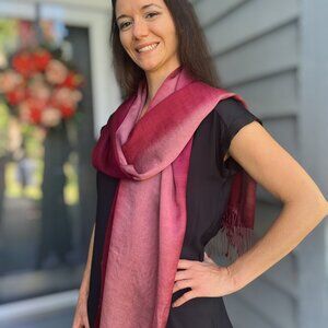 Pink Hand-Dyed Ombre Wool/Silk Scarf